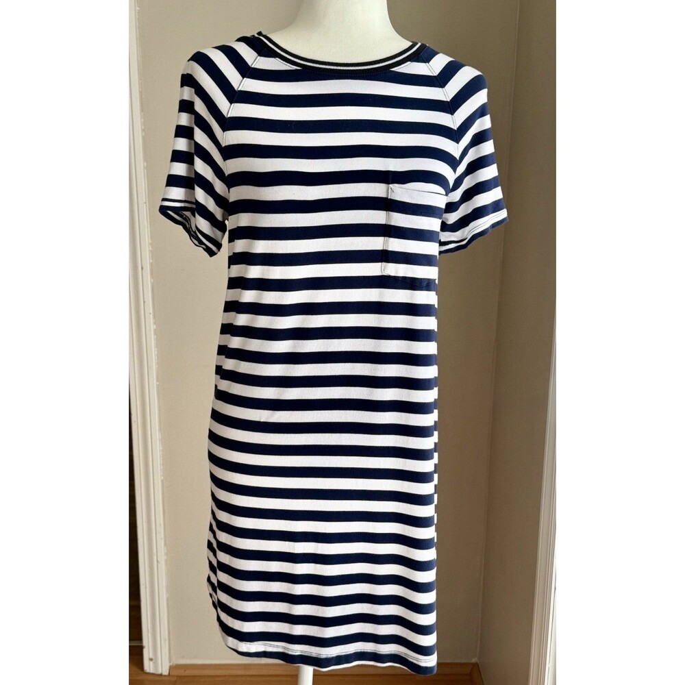 Abercrombie & Fitch Women's Nautical Navy White Striped Scuba Dress M